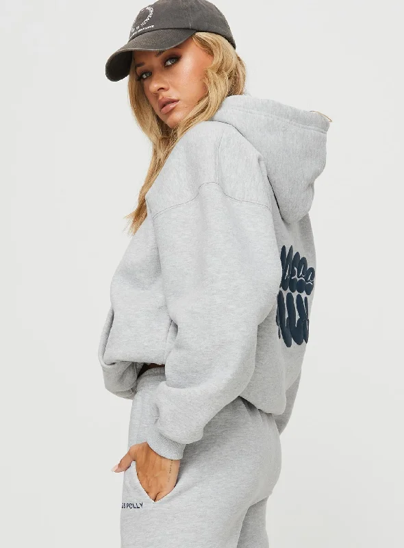 Princess Polly Hooded Sweatshirt Bubble Text Grey Marle / Slate