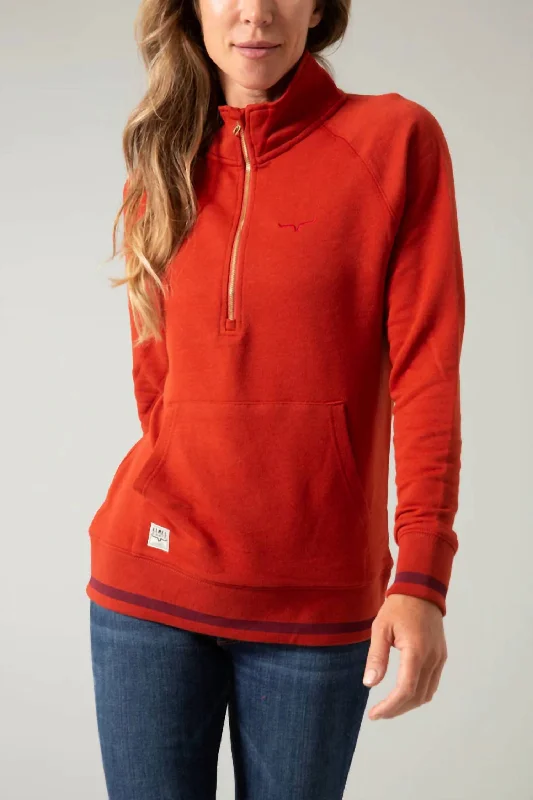 Quarter Zip Pullover In Dark Red