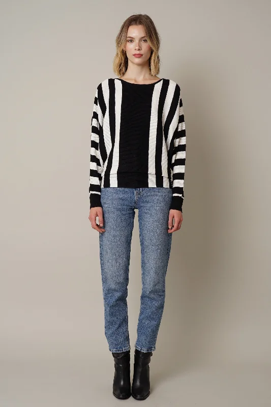 Ribbed Striped Dolman Sweater