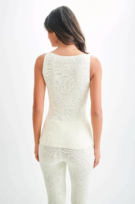 Ridley Knit Tank Top With Split - Ivory