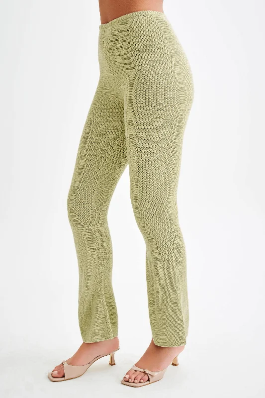 Ridley Straight Leg Knit Pant - Pastel Green