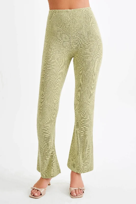 Ridley Straight Leg Knit Pant - Pastel Green