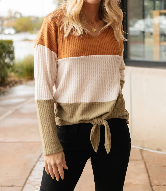 Stephanie Tie Front Sweater In Multi