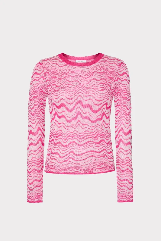 Wave Jacquard Crewneck Pullover