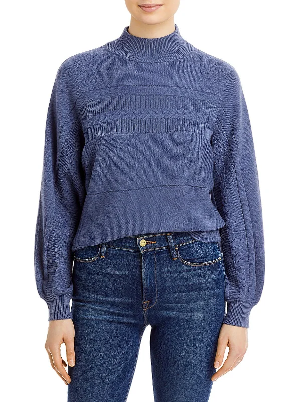 Womens Cable Knit Cozy Mock Turtleneck Sweater