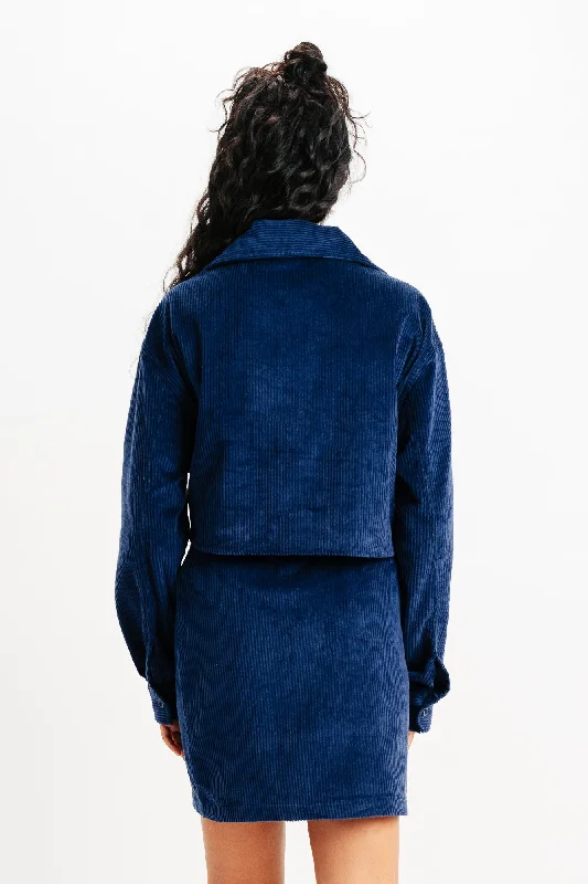 Blue Corduroy Front Pocket Jacket