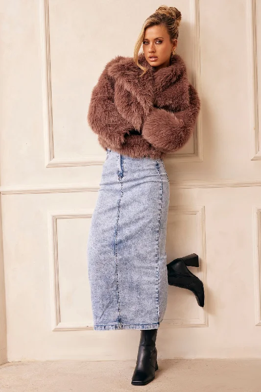 Dreaming Of Travel Faux Fur Jacket - Mocha