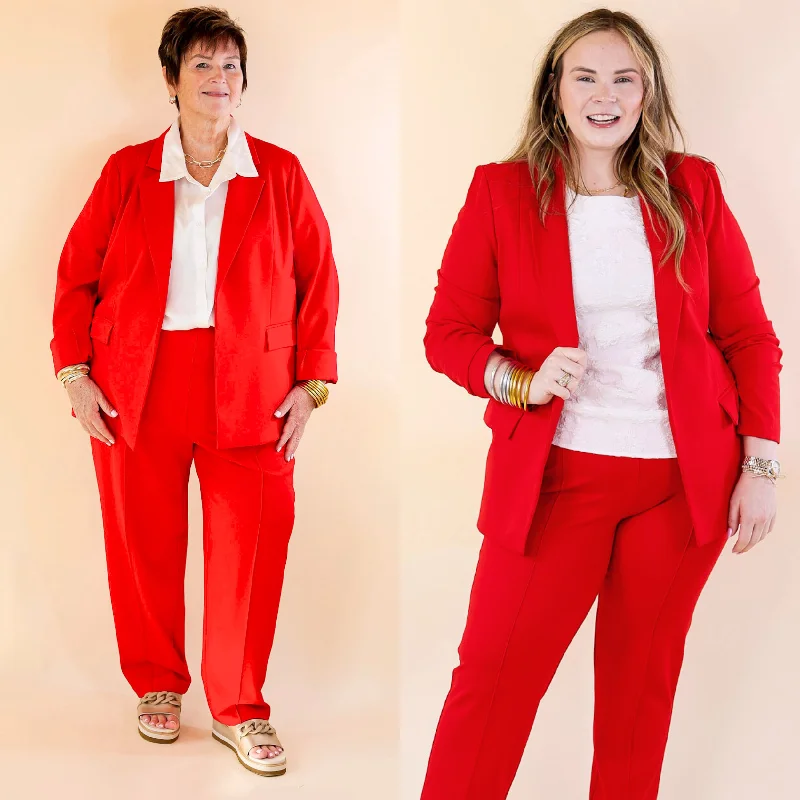 Elegant Ensemble Blazer in Scarlet Red