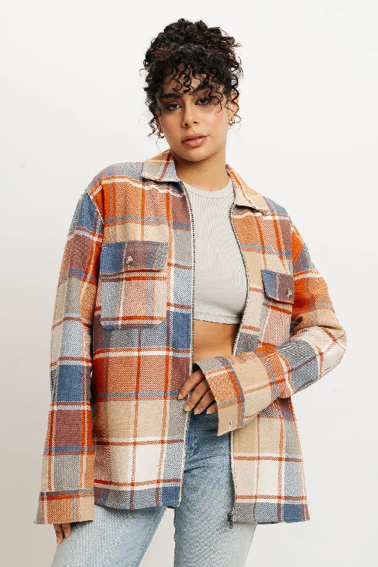 Orange Checks Women's Shacket