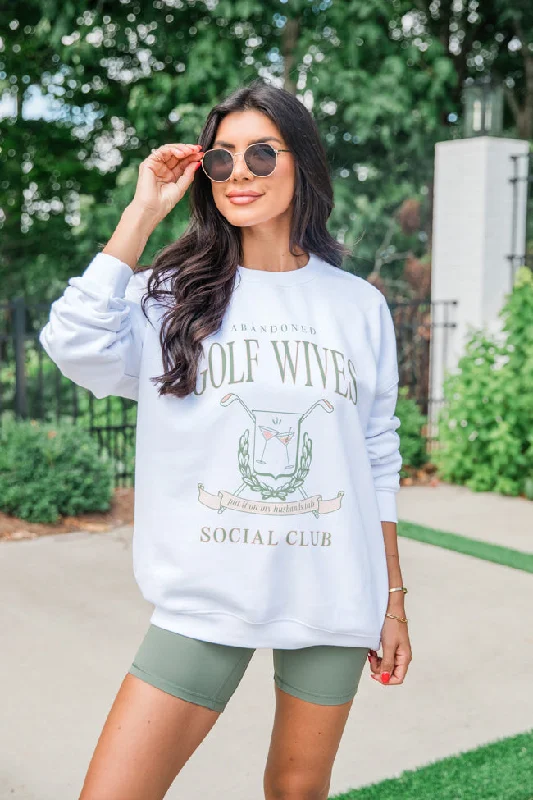 Abandoned Golf Wives White Oversized Graphic Sweatshirt