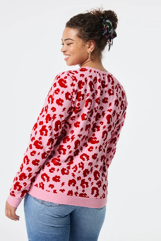 Pink with Red Leopard Sweatshirt