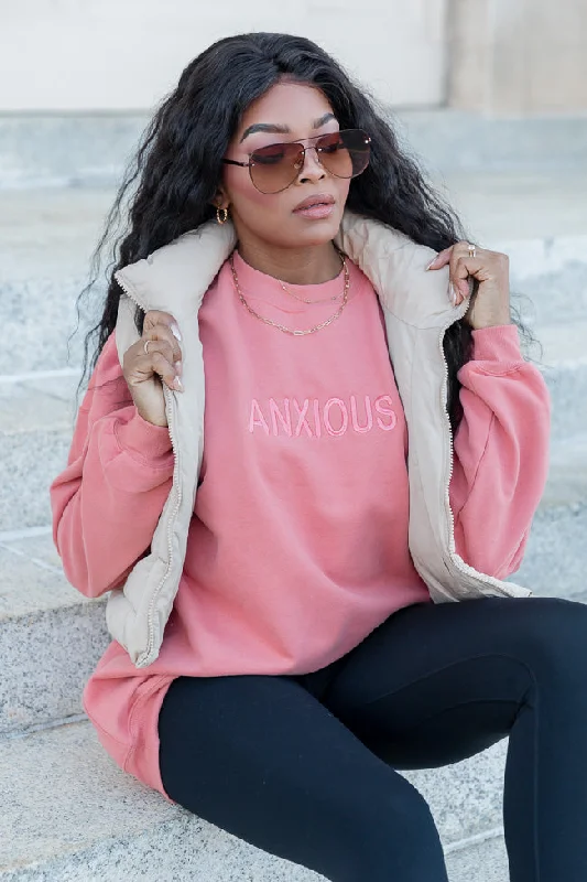 Anxious Embroidered Brick Oversized Sweatshirt