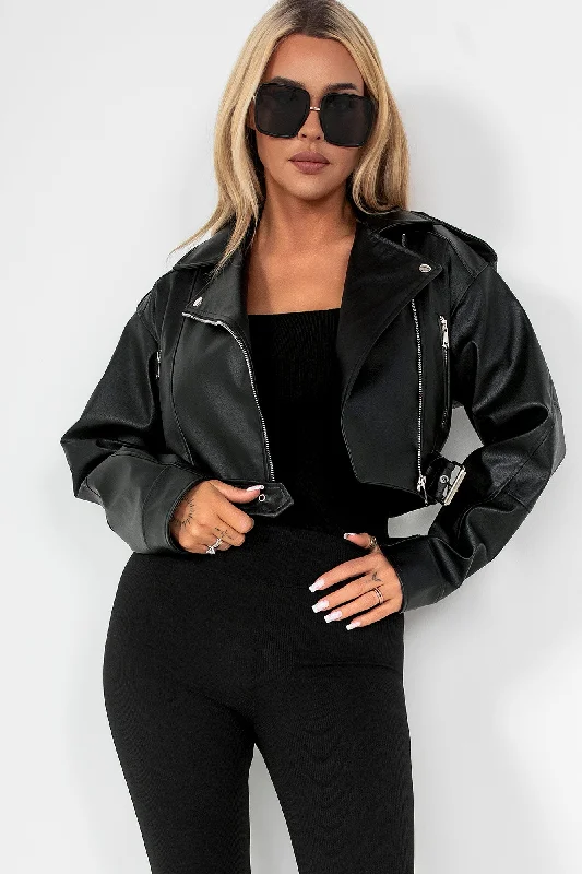 Bertha Black Faux Leather Jacket