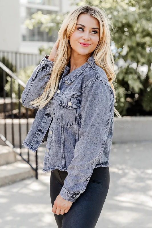 Turn The Day Around Black Acid Wash Denim Jacket FINAL SALE