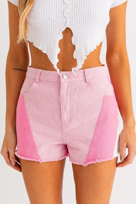 Hot Girl Pinky Swear Color Block Shorts