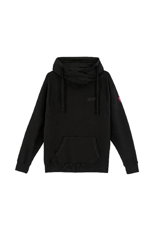 Black Lurex Trim Cowl Neck Hoodie