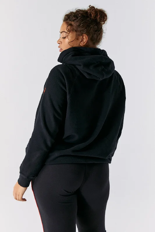 Black Lurex Trim Cowl Neck Hoodie