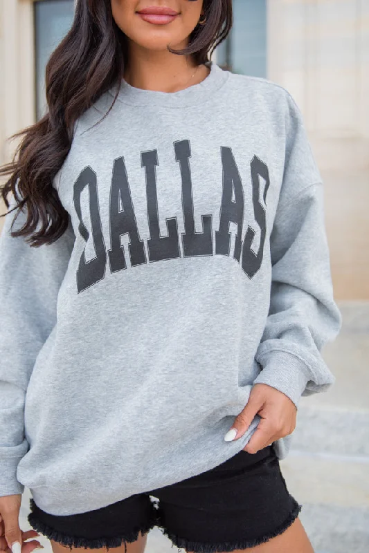 Dallas Light Grey Oversized Graphic Sweatshirt DOORBUSTER