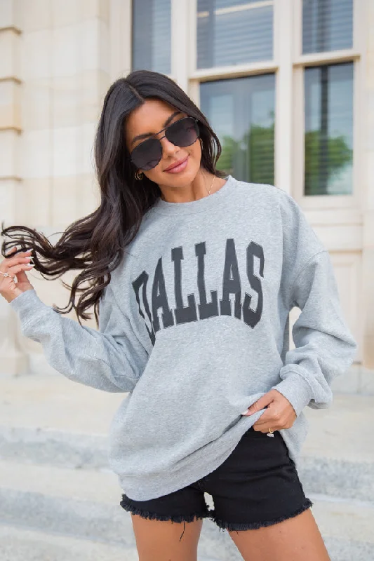 Dallas Light Grey Oversized Graphic Sweatshirt DOORBUSTER