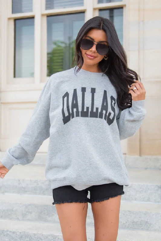 Dallas Light Grey Oversized Graphic Sweatshirt DOORBUSTER