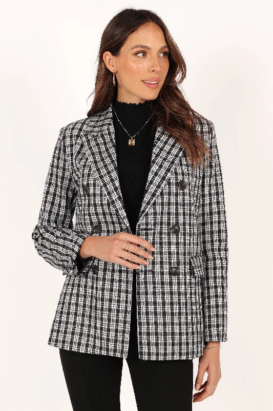 Elizabeth Plaid Blazer - Black