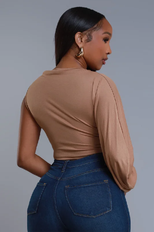 Get It All One Shoulder Top - Toffee