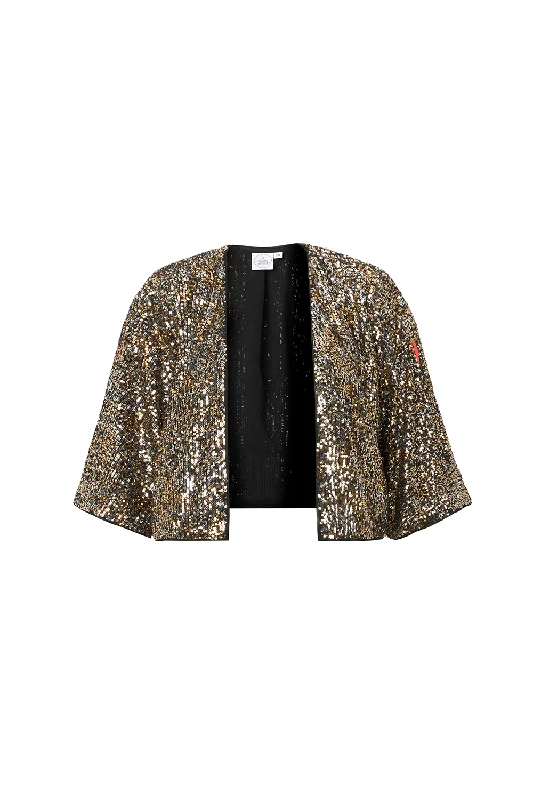 Gold with Silver Sequin Cropped Jacket