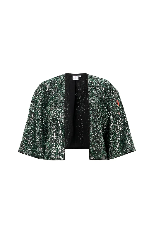 Green with Silver Sequin Cropped Jacket