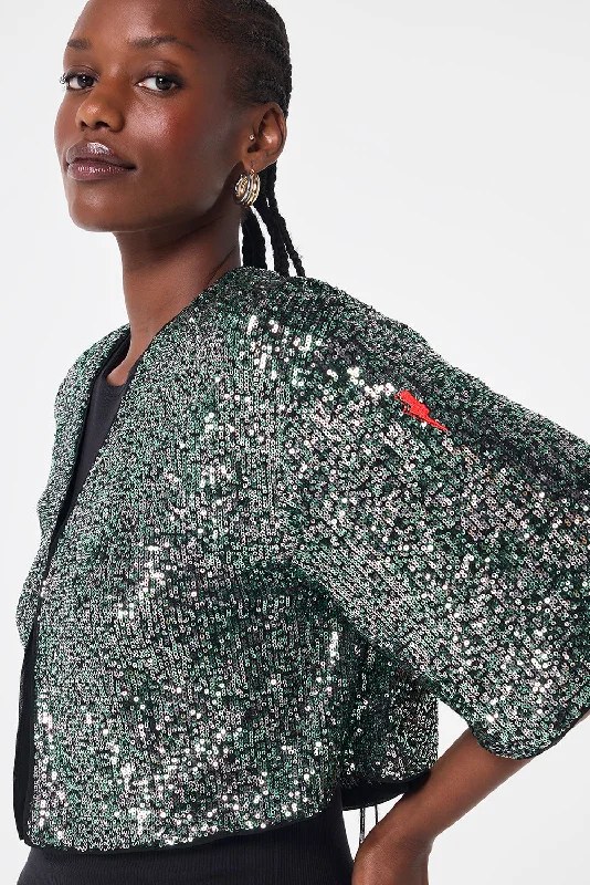 Green with Silver Sequin Cropped Jacket