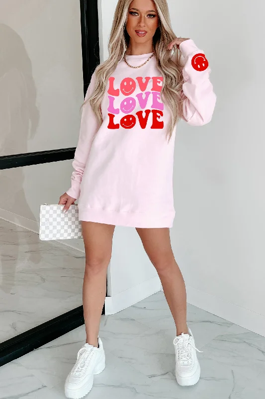 Groovy Love Graphic Crewneck (Light Pink) - Print On Demand