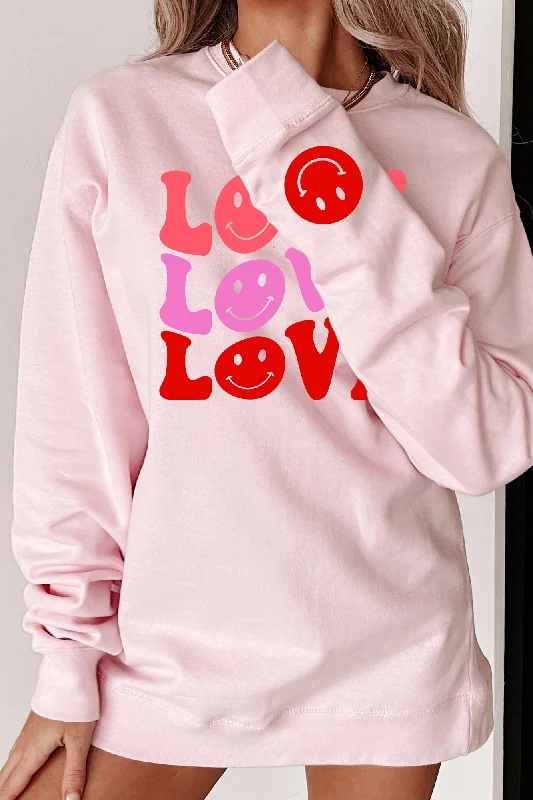 Groovy Love Graphic Crewneck (Light Pink) - Print On Demand