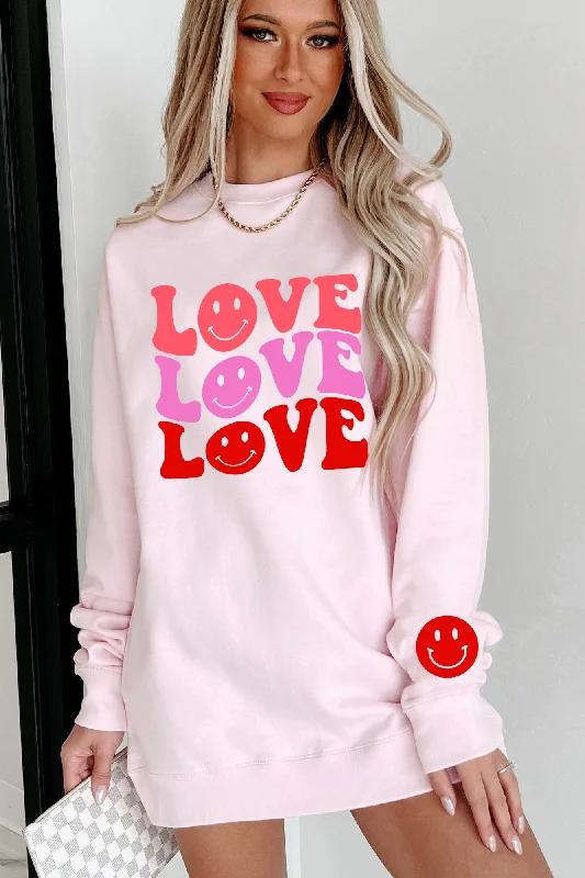 Groovy Love Graphic Crewneck (Light Pink) - Print On Demand