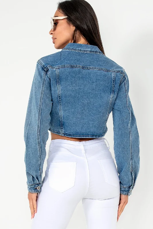 Harlem Blue Denim Cropped Jacket