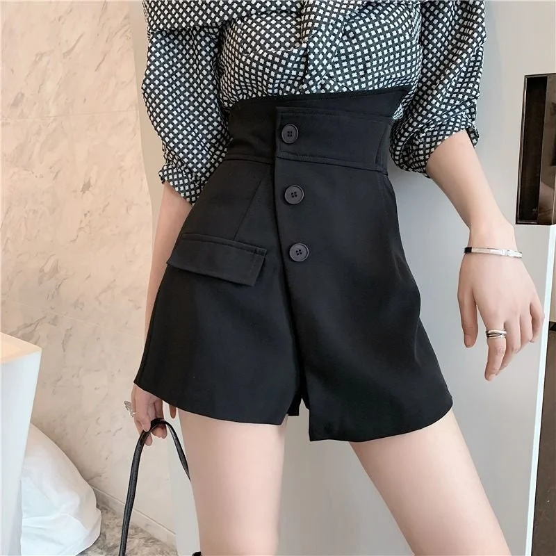 KittenAlarm - High Waist Slim Asymmetrical Elegant Shorts