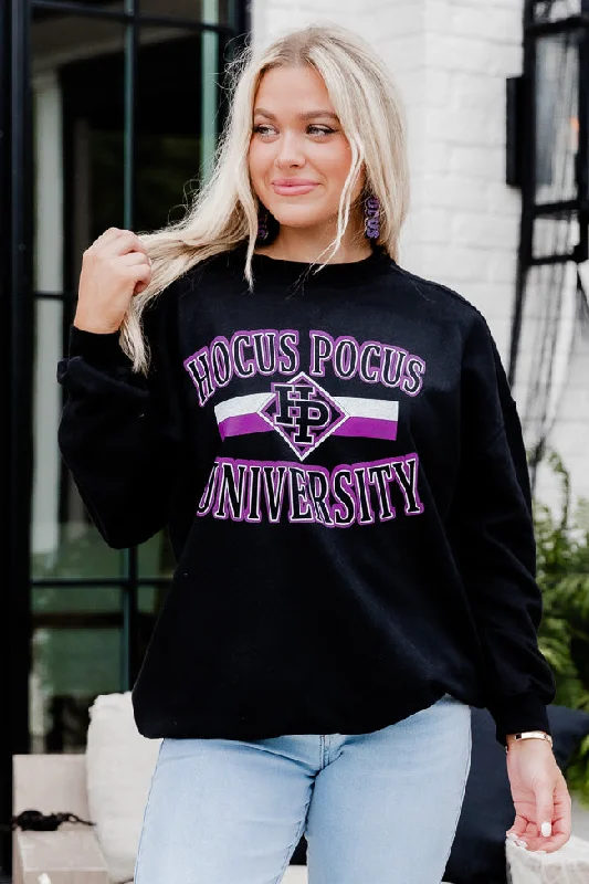 Hocus Pocus University Black Oversized Graphic Sweatshirt