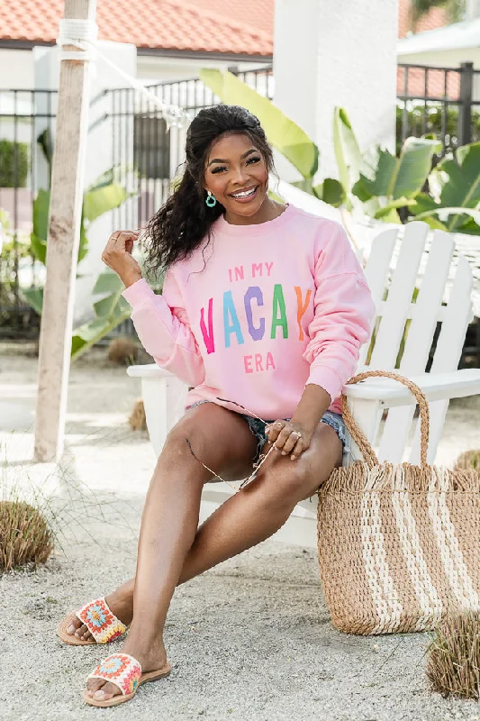 In My Vacay Era Light Pink Oversized Graphic Sweatshirt