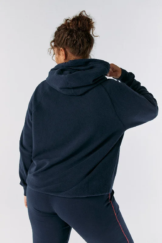 Navy Cowl Neck Hoodie