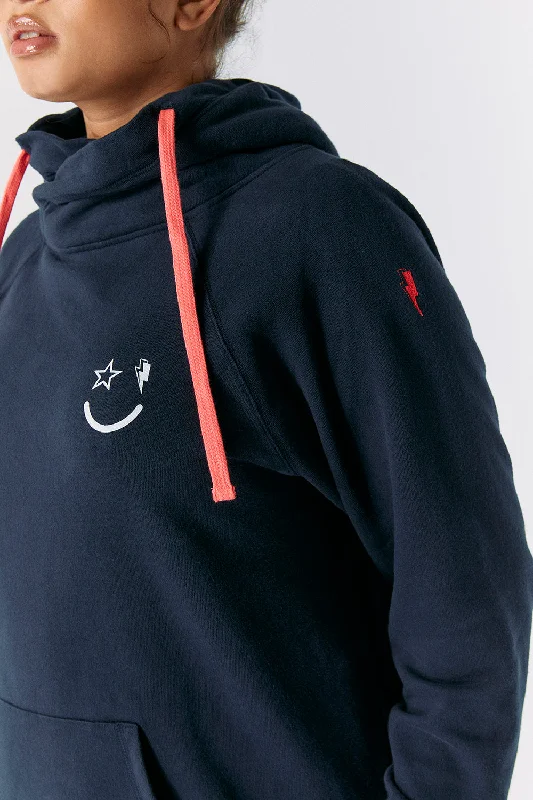 Navy Cowl Neck Hoodie