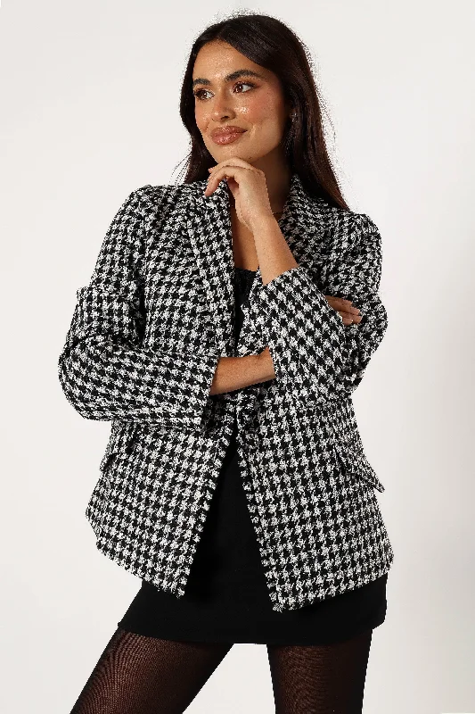 Leighton Houndstooth Blazer - Cream