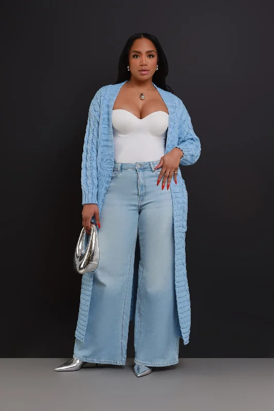 Love It Here Longline Cardigan Sweater - Powder Blue