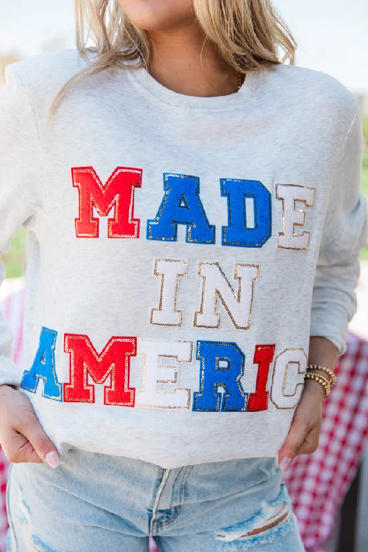 Made In America Chenille Patch Ash Graphic Sweatshirt