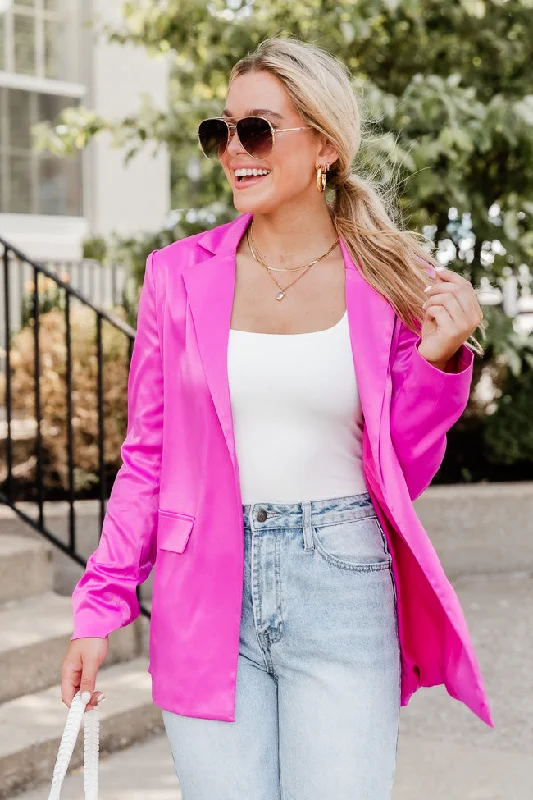 Find It In You Magenta Satin Blazer FINAL SALE