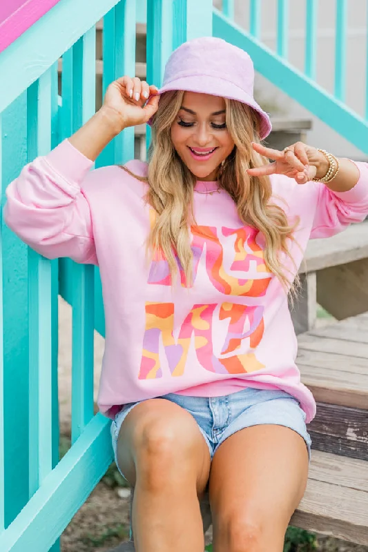 Mama Stacked Light Pink Oversized Graphic Sweatshirt