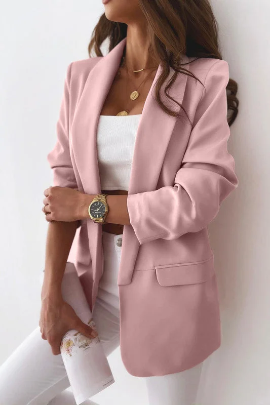 Maxine Blush Ruched Sleeve Blazer