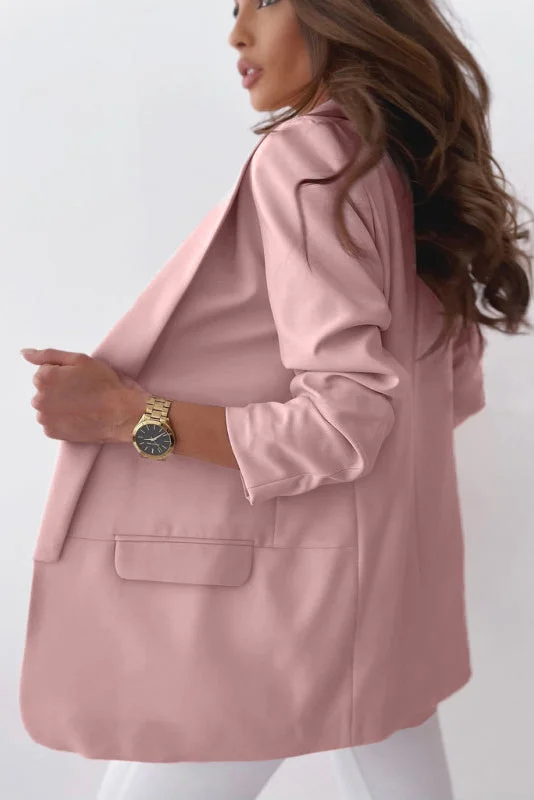 Maxine Blush Ruched Sleeve Blazer