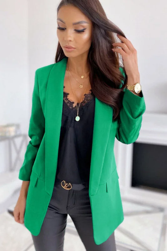 Maxine Bright Green Ruched Sleeve Blazer