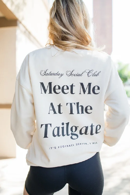 Meet Me At The Tailgate Black Ivory Comfort Colors Graphic Sweatshirt