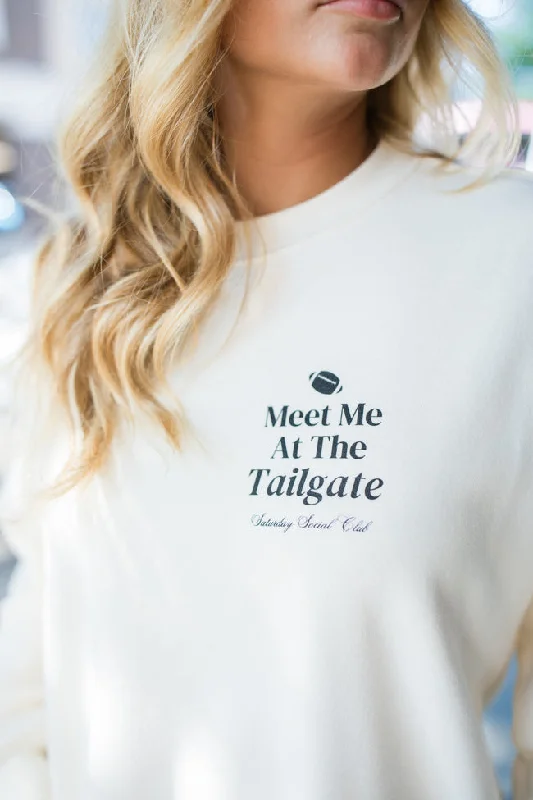 Meet Me At The Tailgate Black Ivory Comfort Colors Graphic Sweatshirt