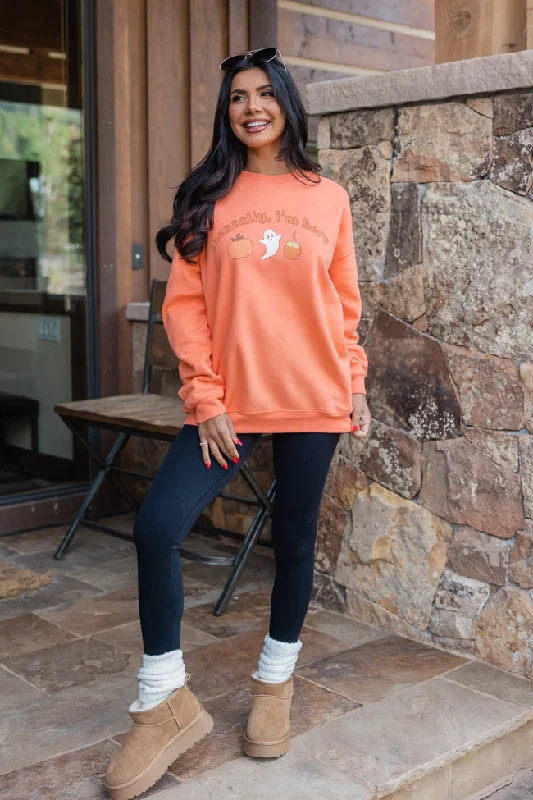 Mentally I'm Here Orange Oversized Graphic Sweatshirt