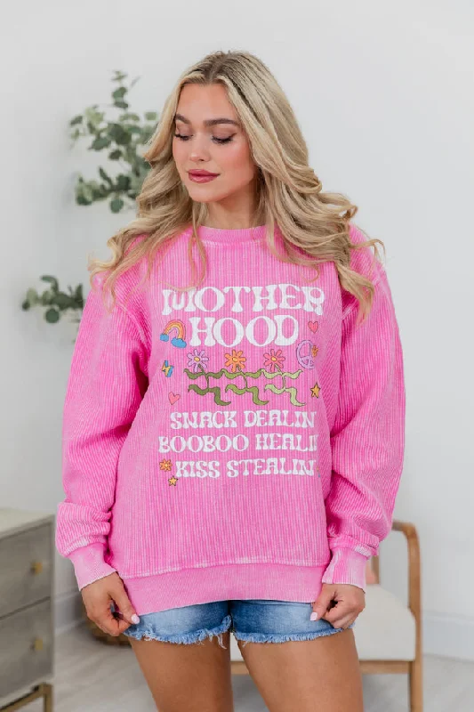 Motherhood Hot Pink Corded Graphic Sweatshirt